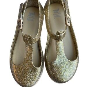 Mel Dreamed by Melissa Kids Gold Glitter T-Strap Jelly Shoes Size‎ 13 05GR17BR
